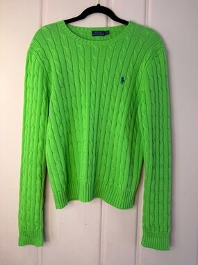 Ralph Lauren Polo Spring Green Cable Knit Sweater szXL